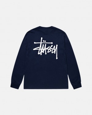 Stussy Basic Stussy Ls Tee Tričko Panske Námornícka Modrá Slovensko | UFP-5297