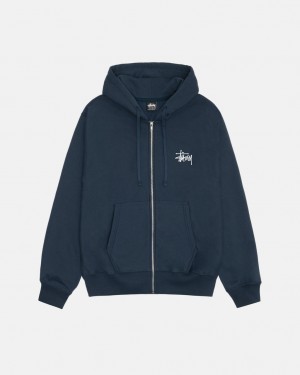 Stussy Basic Stussy Zip Hoodie Mikina s Kapucnou Panske Námornícka Modrá Slovensko | VME-5856