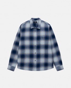 Stussy Bay Plaid Shirt Košeľové Bundy Panske Námornícka Modrá Slovensko | NXB-7199