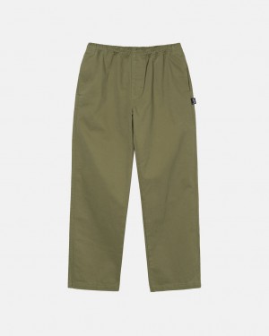 Stussy Beach Pant Brushed Bavlnene Nohavice Panske Olivovo Zelená Slovensko | NVK-9052