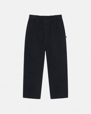 Stussy Beach Pant Brushed Bavlnene Nohavice Damske Čierne Slovensko | TQE-1096