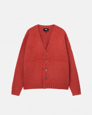 Stussy Brushed Cardigan Svetre Damske Červené Slovensko | MQG-7932