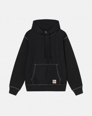 Stussy Contrast Stitch Label Hoodie Mikina s Kapucnou Damske Čierne Slovensko | QUR-8384