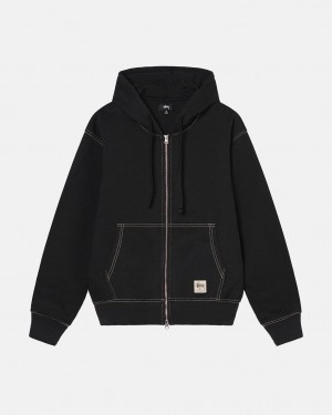 Stussy Double Face Label Zip Hoodie Mikina s Kapucnou Panske Čierne Slovensko | CRI-2271