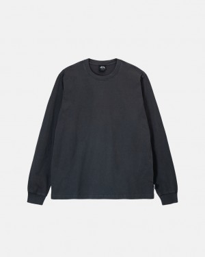 Stussy Heavyweight Pigment Dyed Ls Crew Topy Panske Čierne Slovensko | XQW-8622