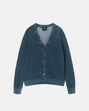 Stussy Loose Gauge Cardigan Svetre Damske Modre Slovensko | WVX-8855