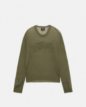 Stussy Loose Knit Svetrove Saty Svetre Panske Olivovo Zelená Slovensko | ZMK-7009