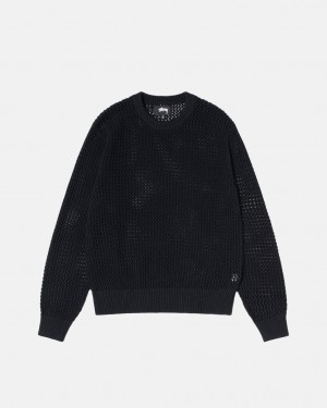 Stussy Pigment Dyed Loose Gauge Knit Svetrove Saty Svetre Damske Čierne Slovensko | YLJ-5468