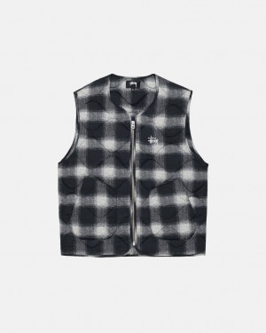 Stussy Plaid Nylon Liner Vesta Damske Čierne Slovensko | ZIZ-3303