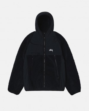 Stussy Sherpa Paneled S Kapucňou Jacket Bundy Panske Čierne Slovensko | ZQL-1551