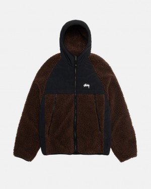 Stussy Sherpa Paneled S Kapucňou Jacket Bundy Panske Hnede Slovensko | RFD-8686