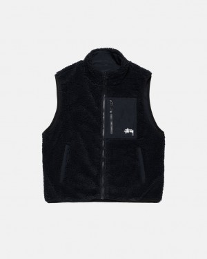Stussy Sherpa Reversible Vesta Panske Čierne Slovensko | CWV-8758