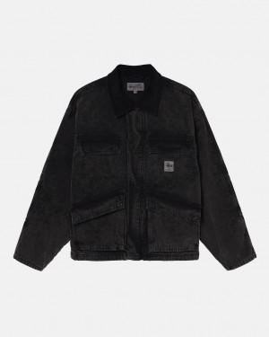 Stussy Shop Jacket Washed Platene Bundy Panske Čierne Slovensko | JJY-8196