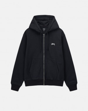 Stussy Stock Logo Zip Hoodie Mikina s Kapucnou Damske Čierne Slovensko | SNQ-2152