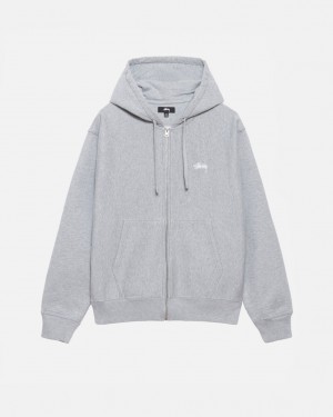 Stussy Stock Logo Zip Hoodie Mikina s Kapucnou Damske Siva Slovensko | FTX-7815