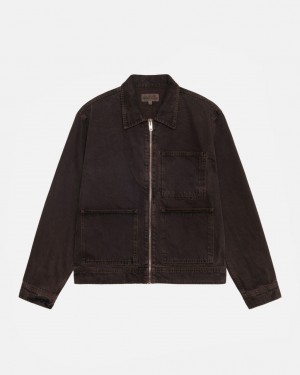 Stussy Zip Pracovná Jacket Denim Bundy Damske Čierne Slovensko | VMO-1105