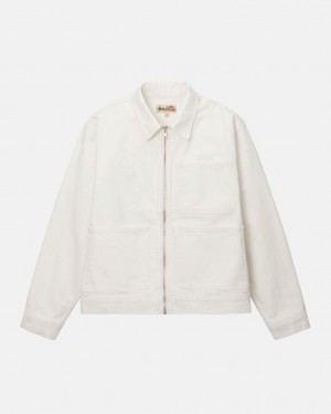 Stussy Zip Pracovná Jacket Overdyed Denim Panske Béžové Slovensko | CTD-3922